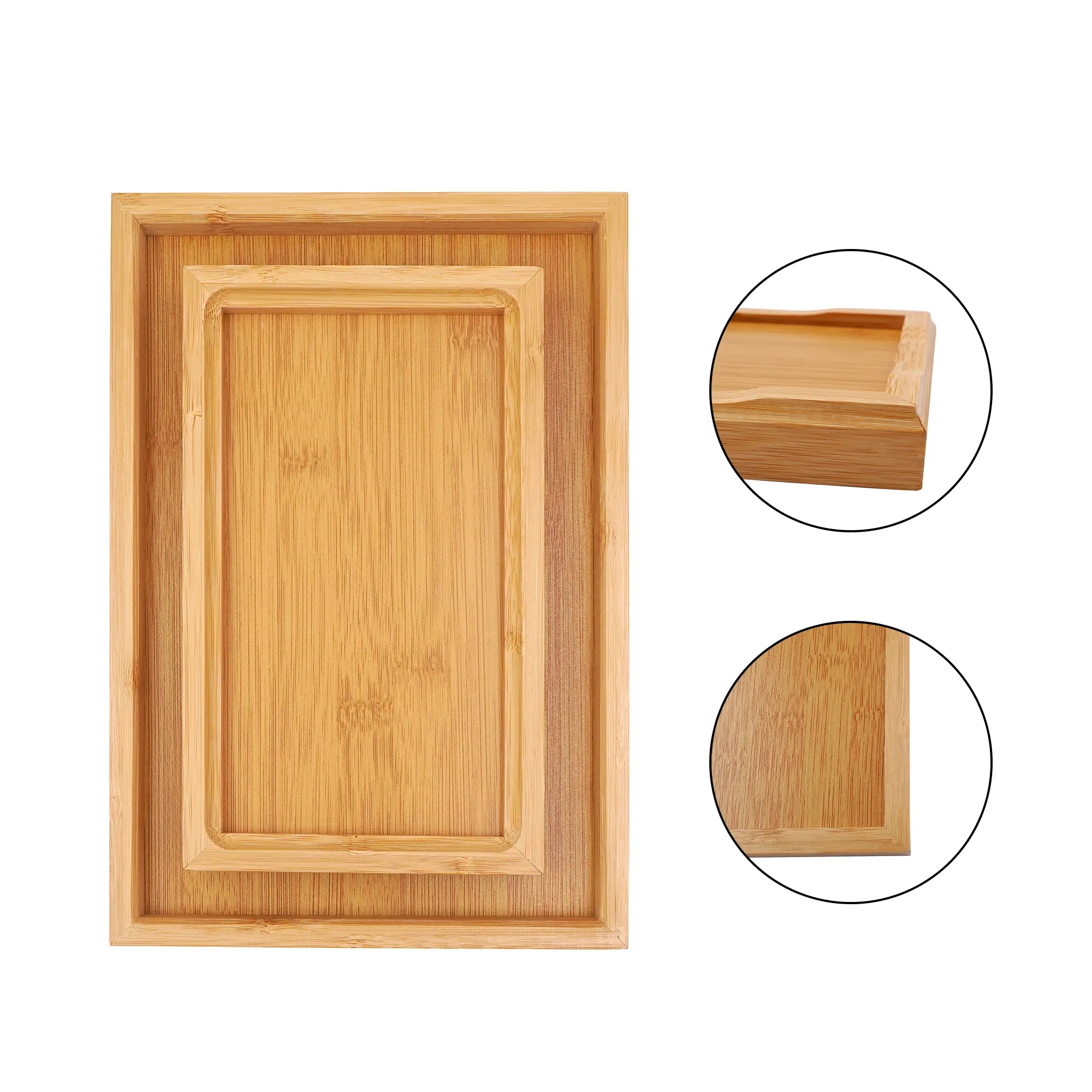 Bamboo Party Plate Wood Cutting Board with Hand Drip Ring 4