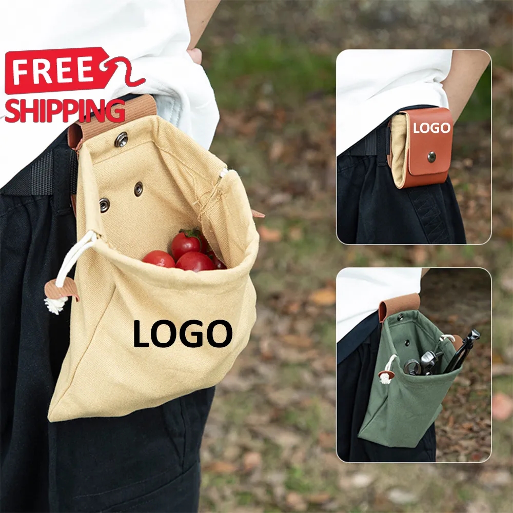 Collapsible Waxed Canvas Foraging Pouch 9