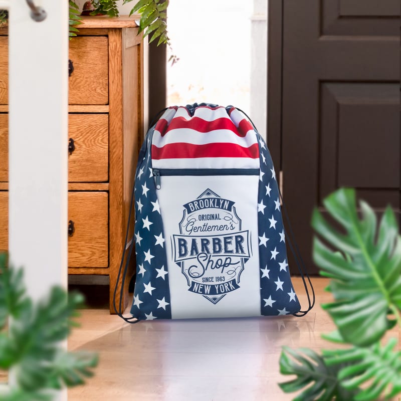 Custom American Flag Drawstring Tote Bags 2