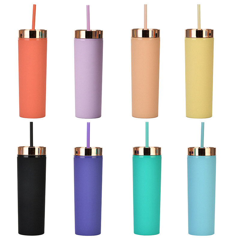 16oz Double Layer Plastic Straw Cup / Electroplated Cover 8
