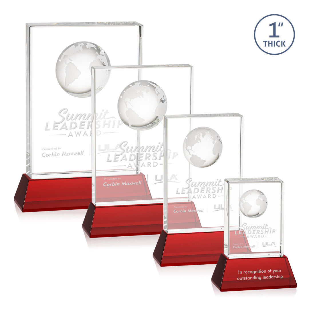 Ambassador Globe Award on Base - Red