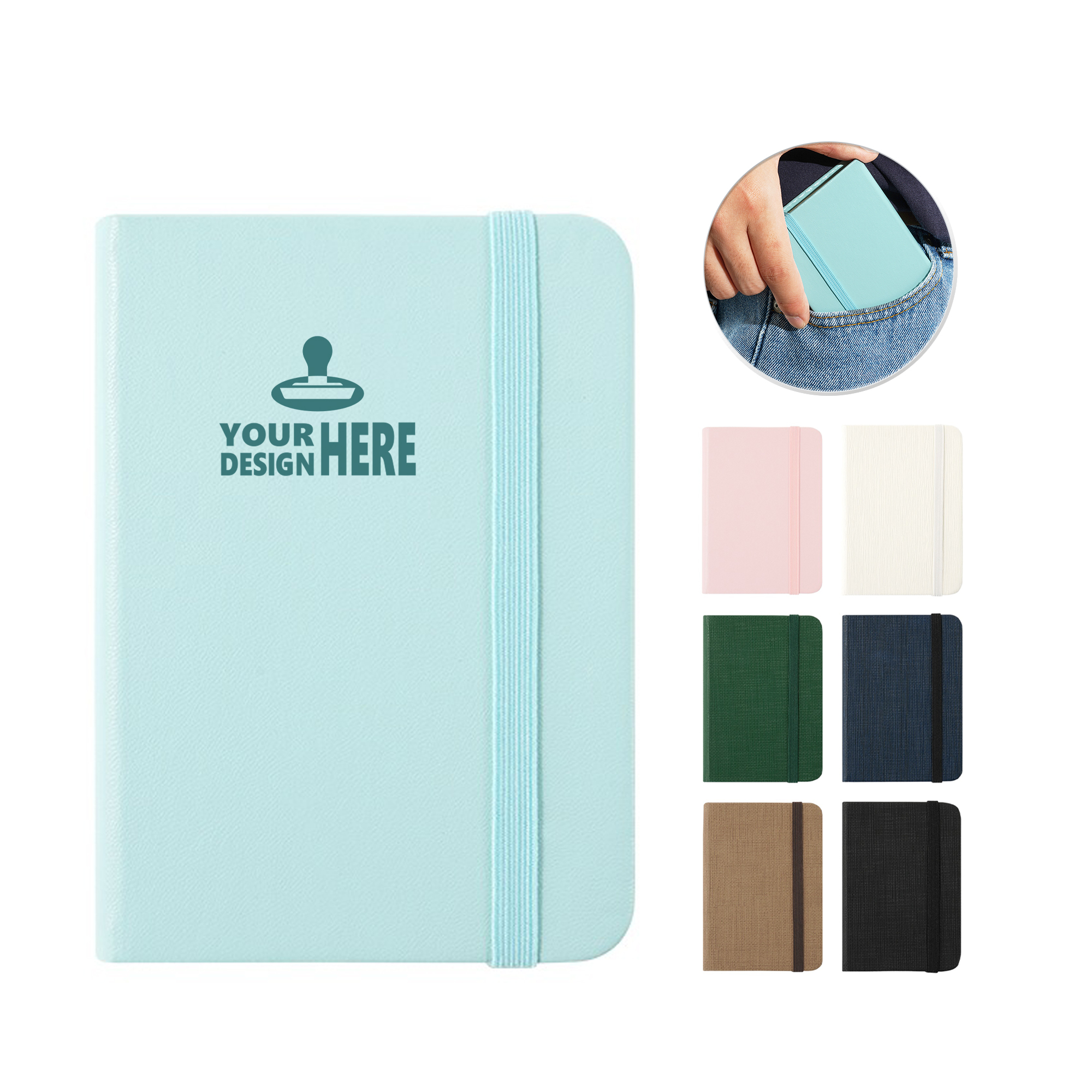 Pocket Notebook With Elastic Band PU Leather Cover 3