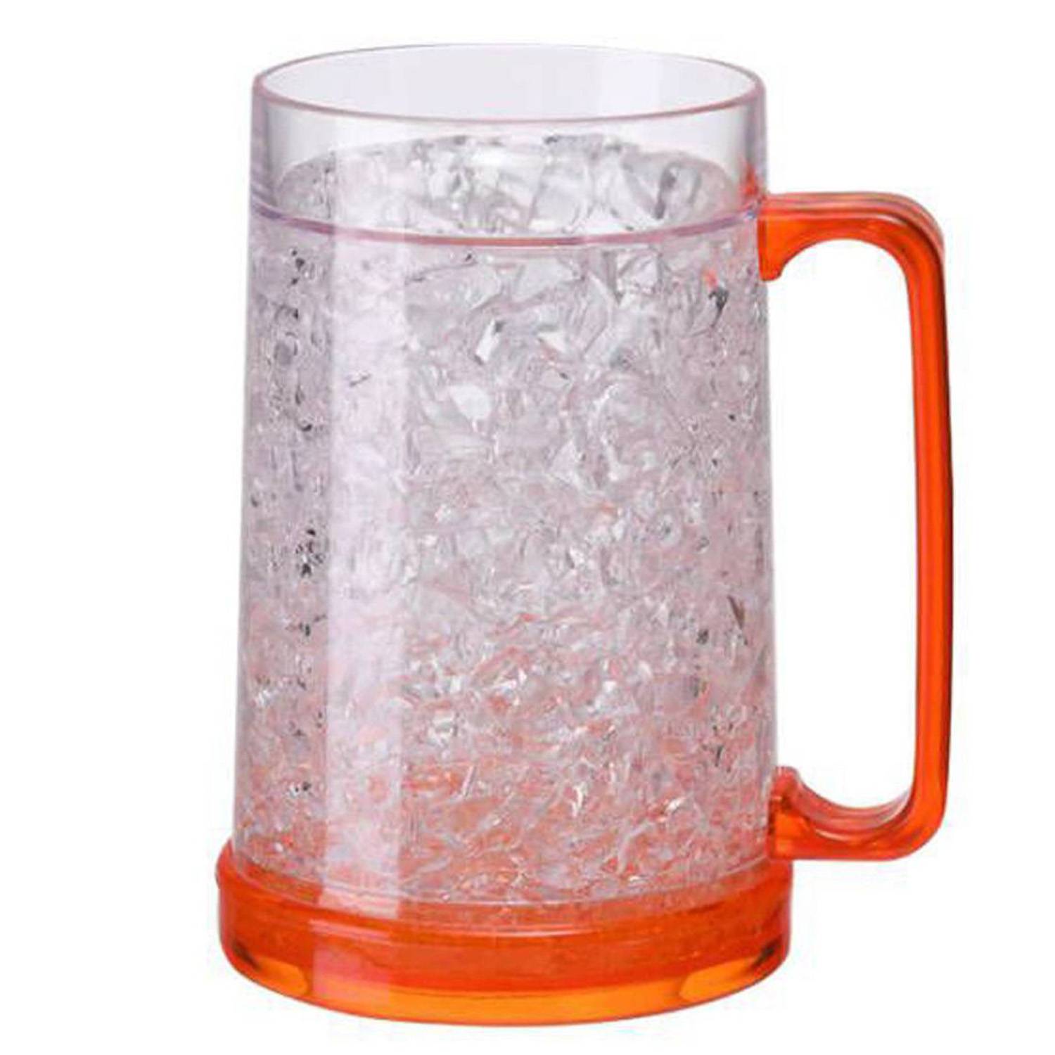 16 oz Plastic Double Wall Freezer Frosted Beer Mugs 3