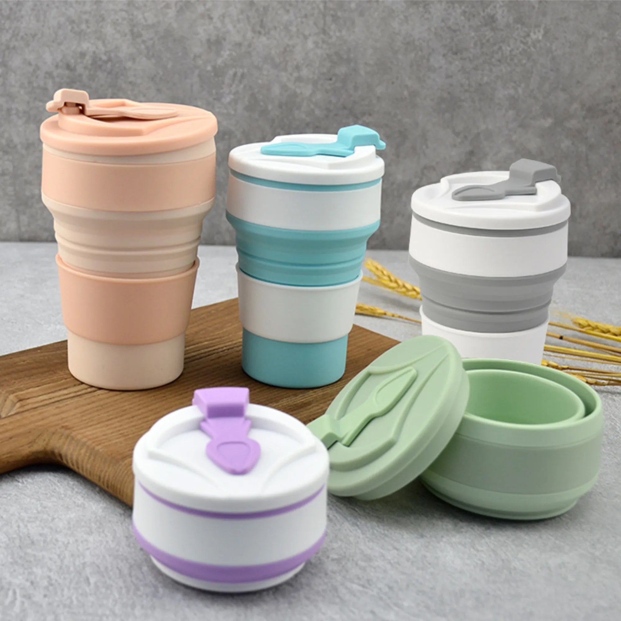 11oz Silicone Folding Cup Water Bottle For Camping Travel 4