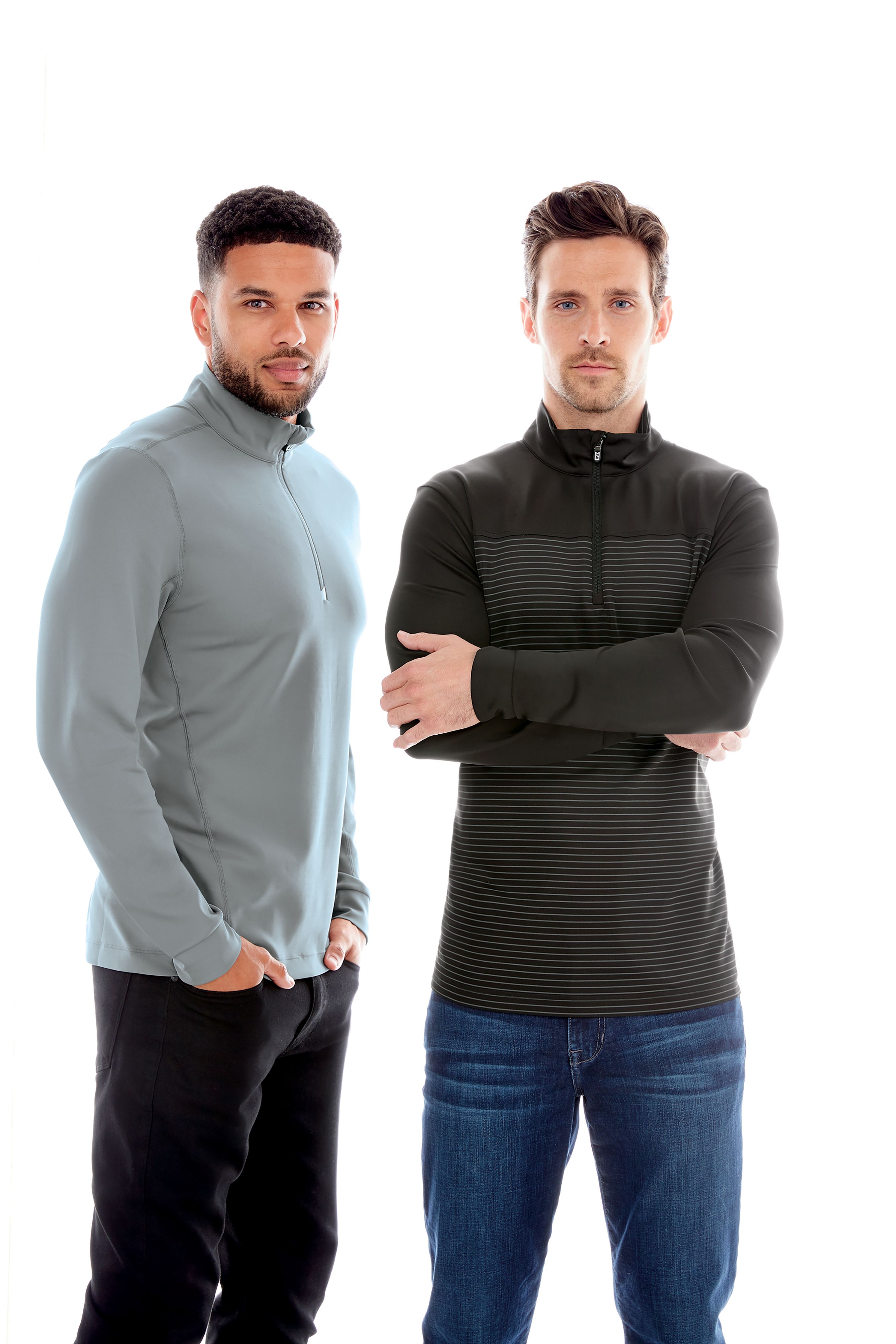 Traverse Stretch Eco Stripe Quarter Zip Mens Pullover