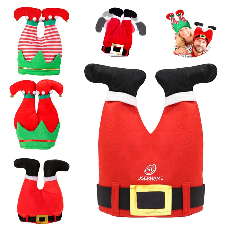Handstand Fun Santa Hat Santa Pant Leg Hat Christmas Decoration Gift 1