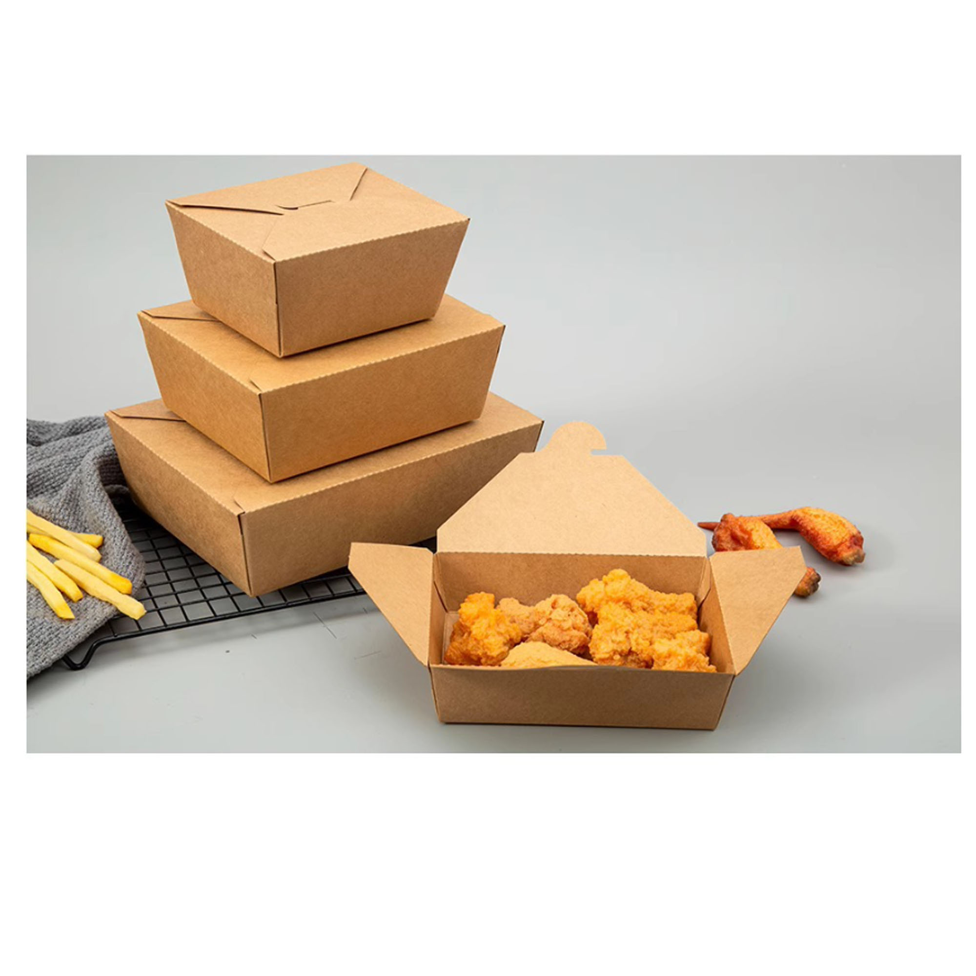 Kraft Paper Lunch Box with Strong, Biodegradable Construction 6
