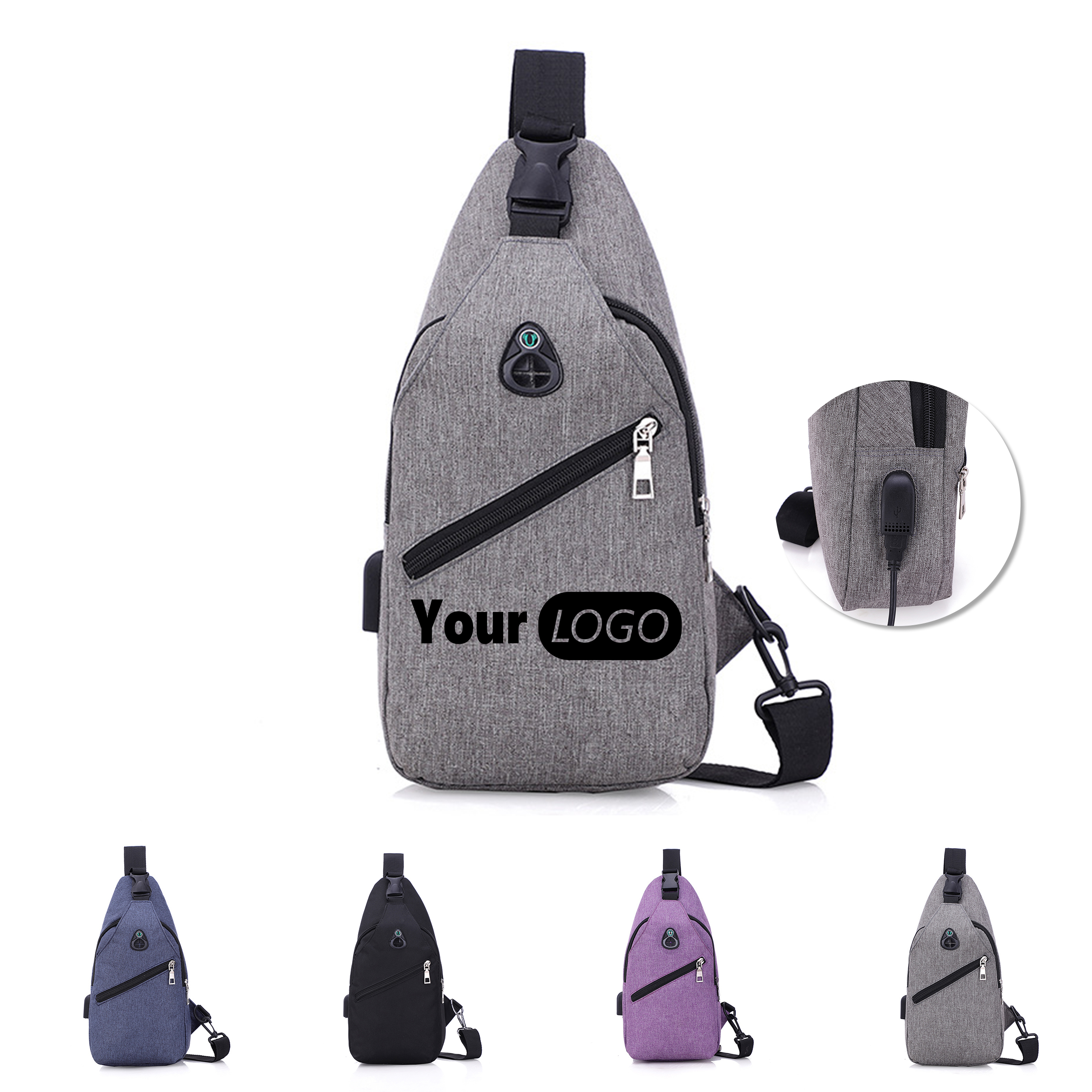 Portable USB Sling Chest Backpack 3