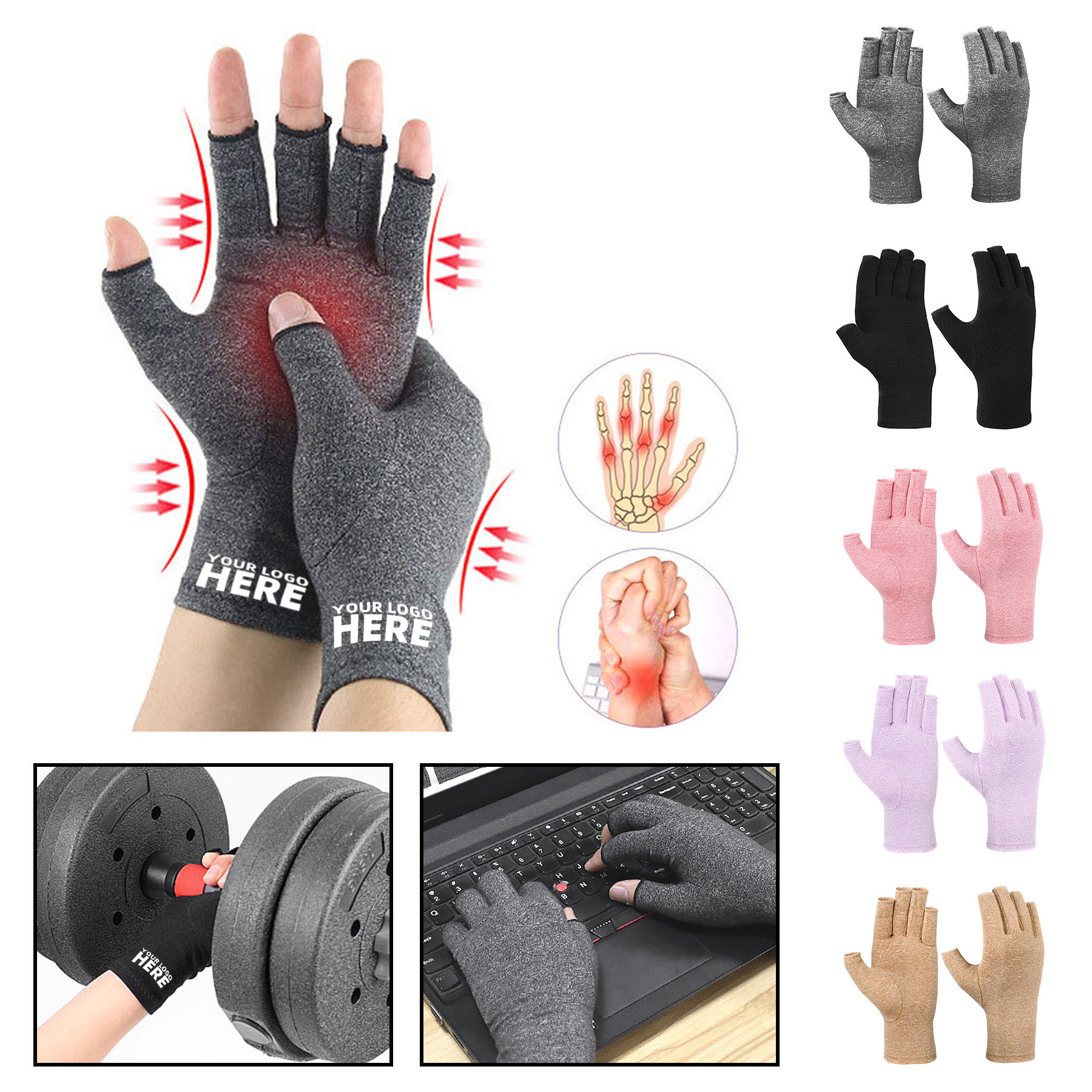 Fingerless Compression Wrap Arthritic Joint Symptom Relief 1