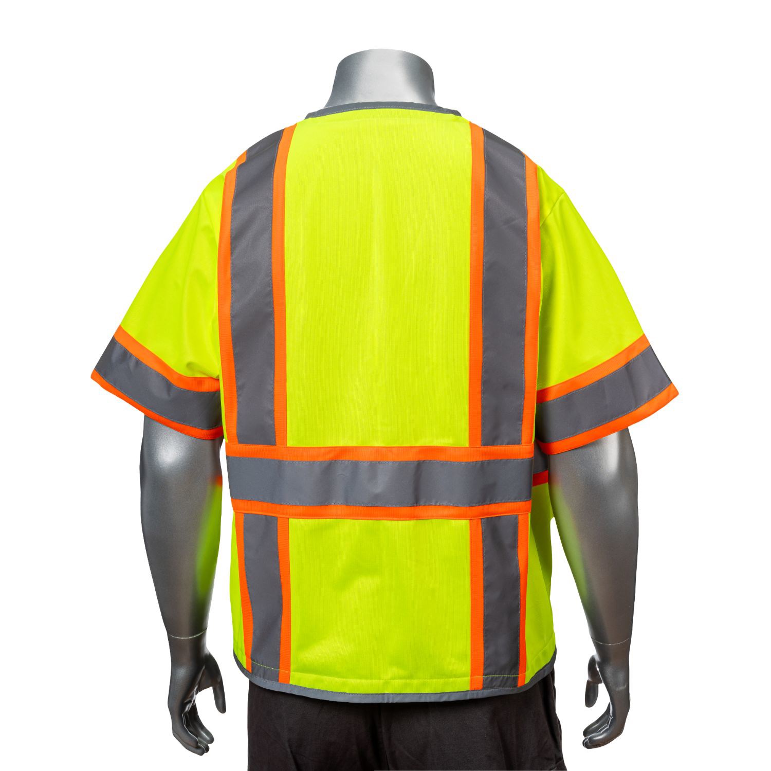 3.8oz. Knitted Class 3 Two Tone Reflective Safety Vest with Dual Mic Tab & 4 Pockets 7
