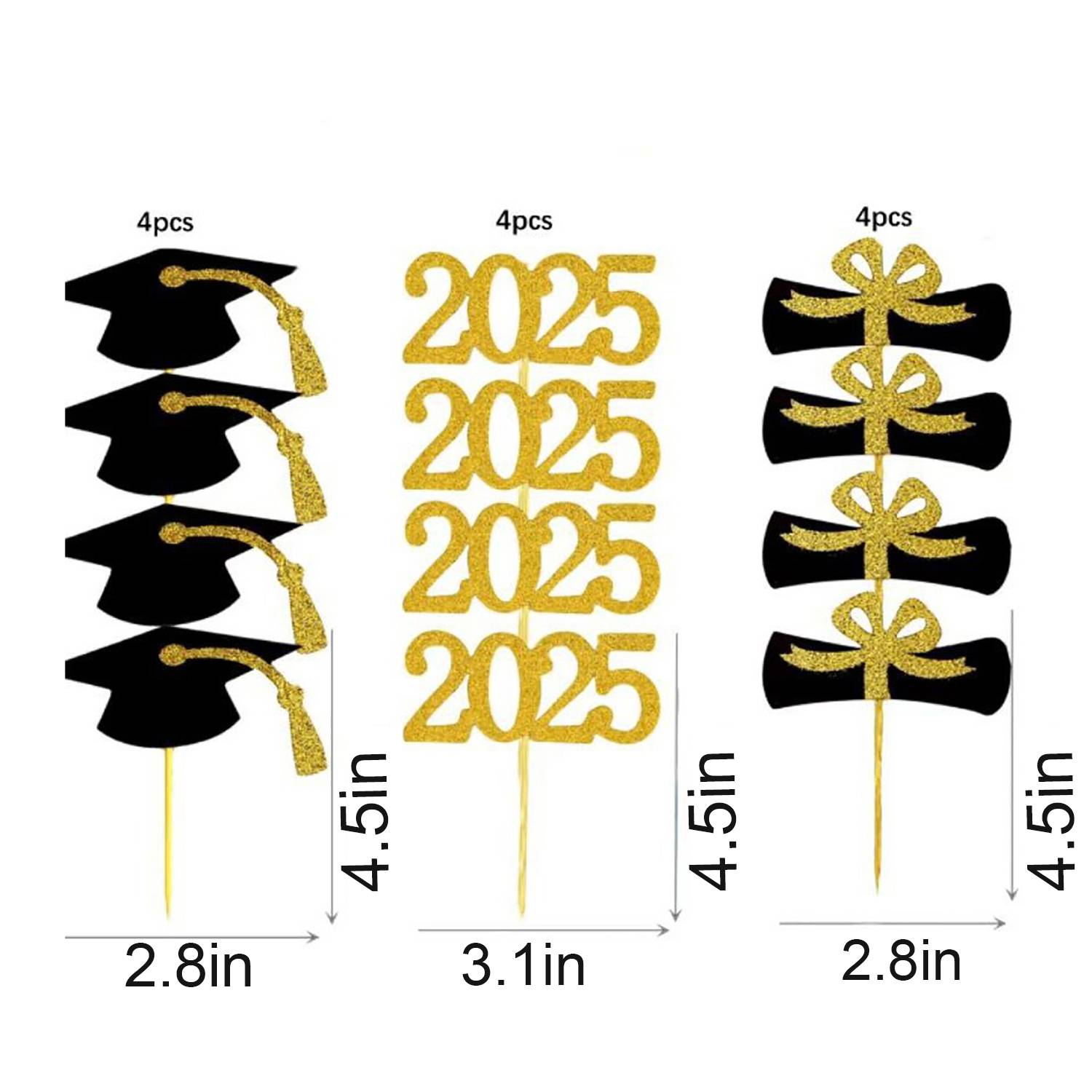 12Pcs Graduation Cake Toppers For Party Decorations 4