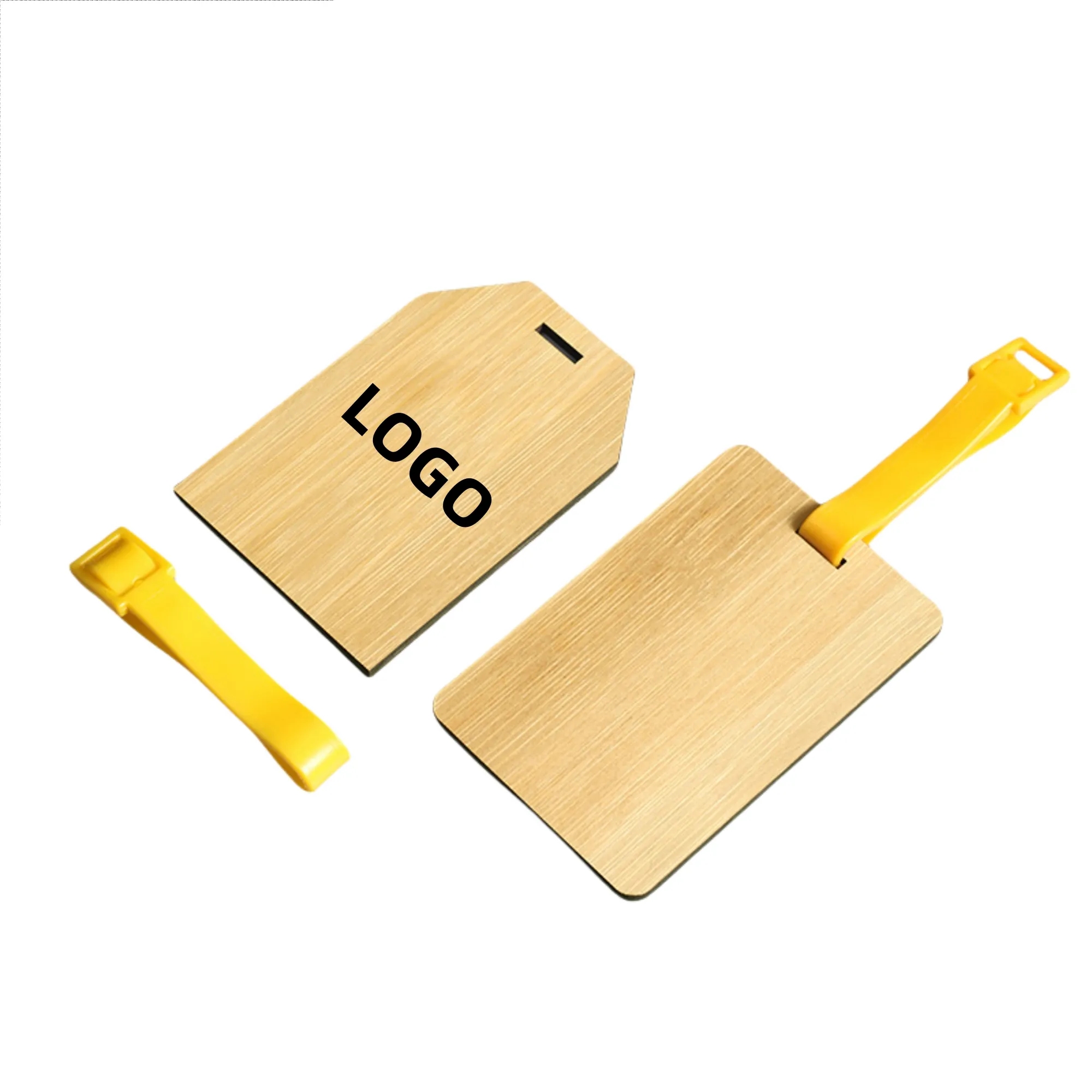 Custom Engravable Natural Bamboo Luggage Tag 3