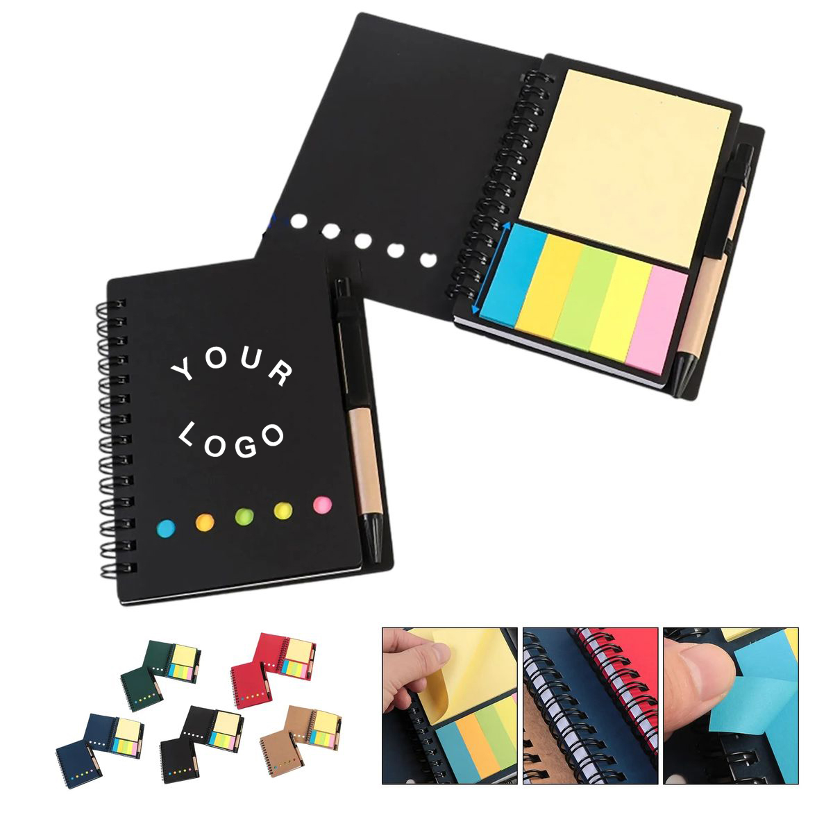 Kraft Paper Notebook with Sticky Notes and Pen 3