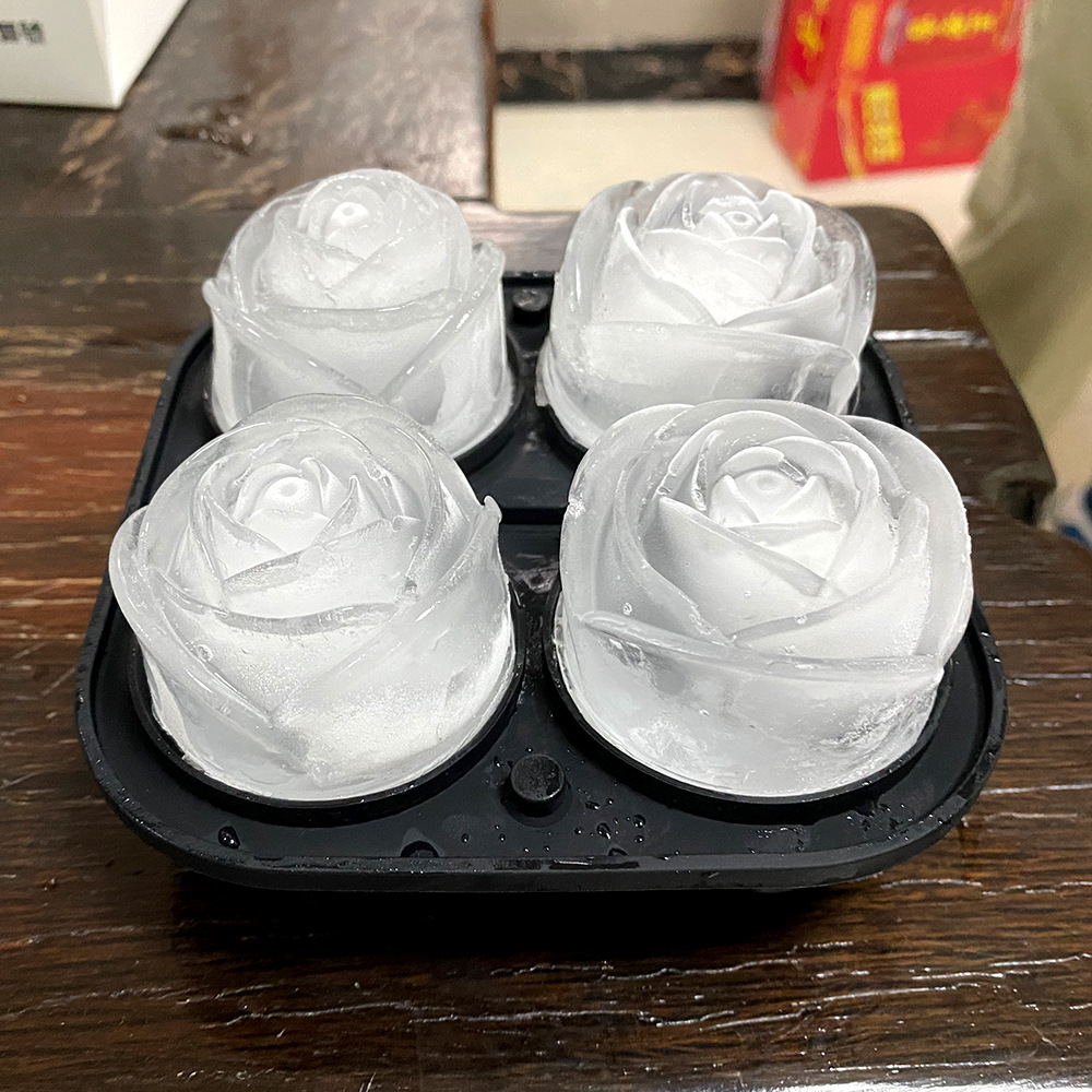 Rose Shaped Ice Cubes - Novelty Drink Tray For Chilled Drinks / Whiskey / Cocktails 3