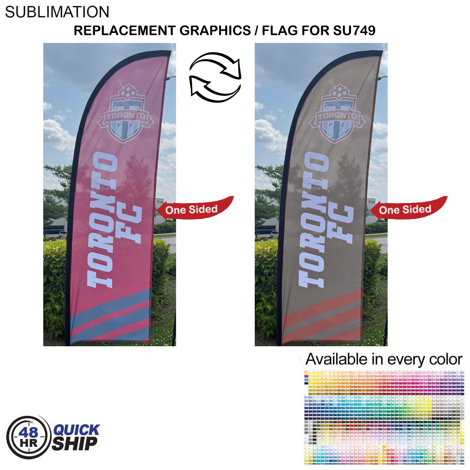 48Hr Quick Ship - Replacement Flag for 8.5' Small Feather Flag Kit, Full Color Graphics One Side 1