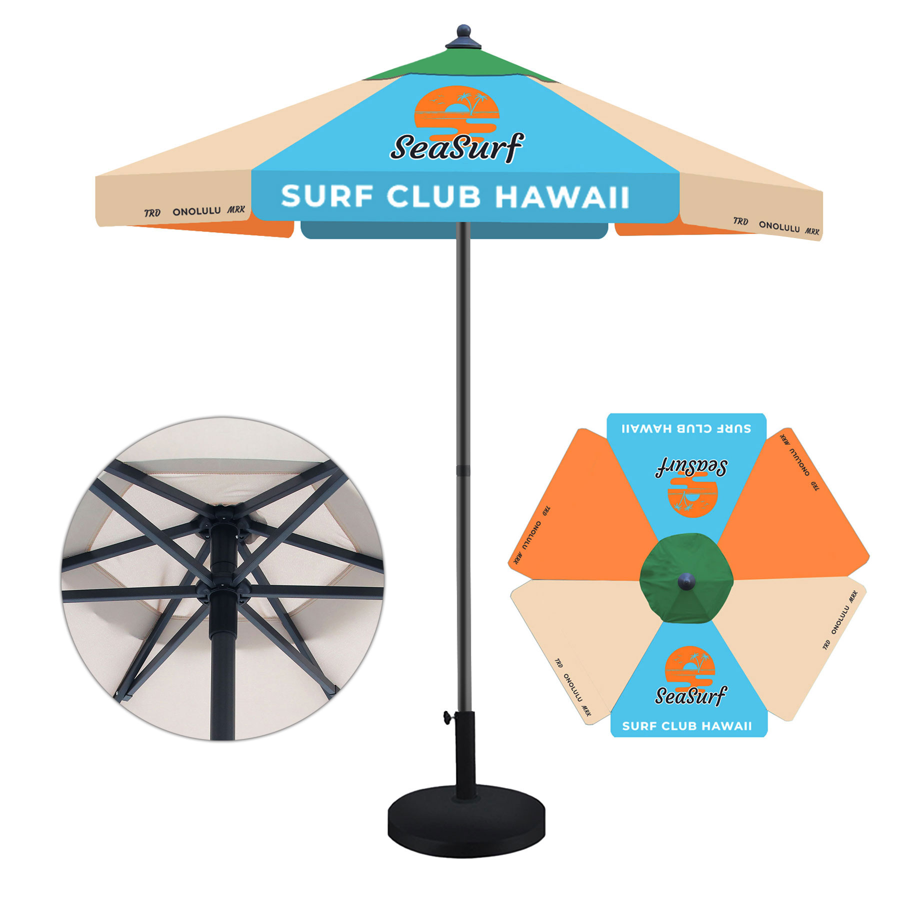 7' Full Color Steel Market Umbrella 5