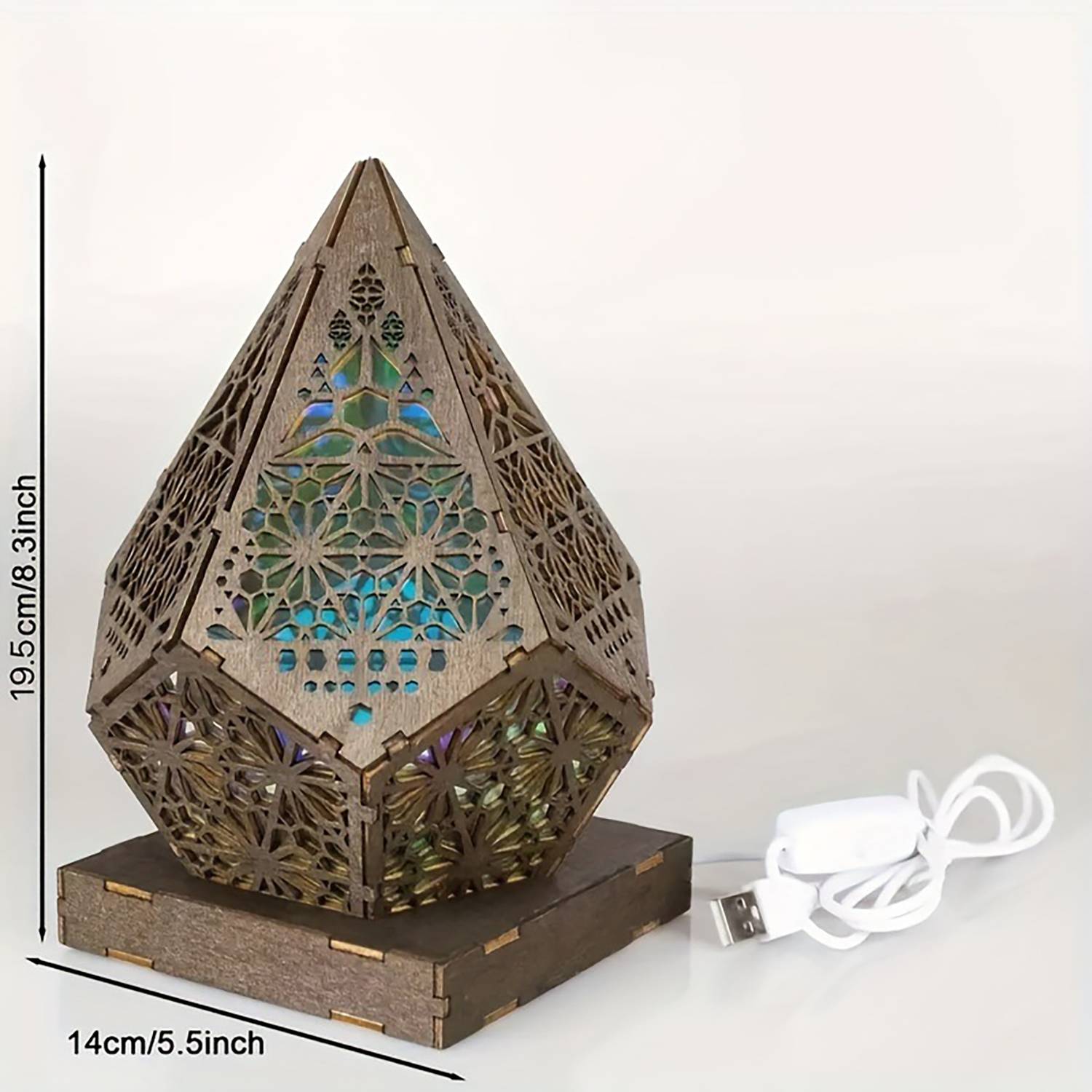 Rechargeable Diamond Design Wooden Starry Light 2
