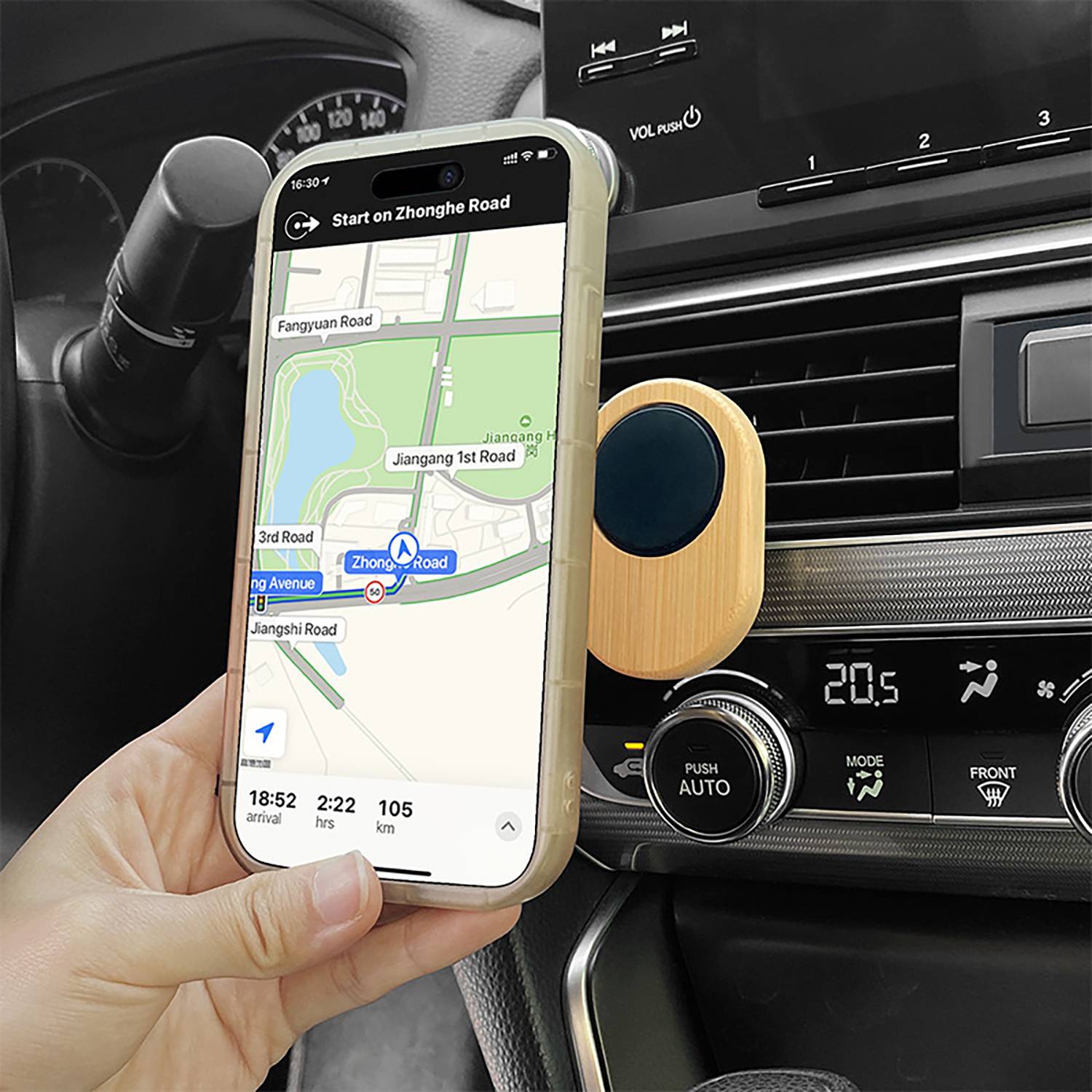 Bamboo Wood Magnetic Car Phone Holder 6