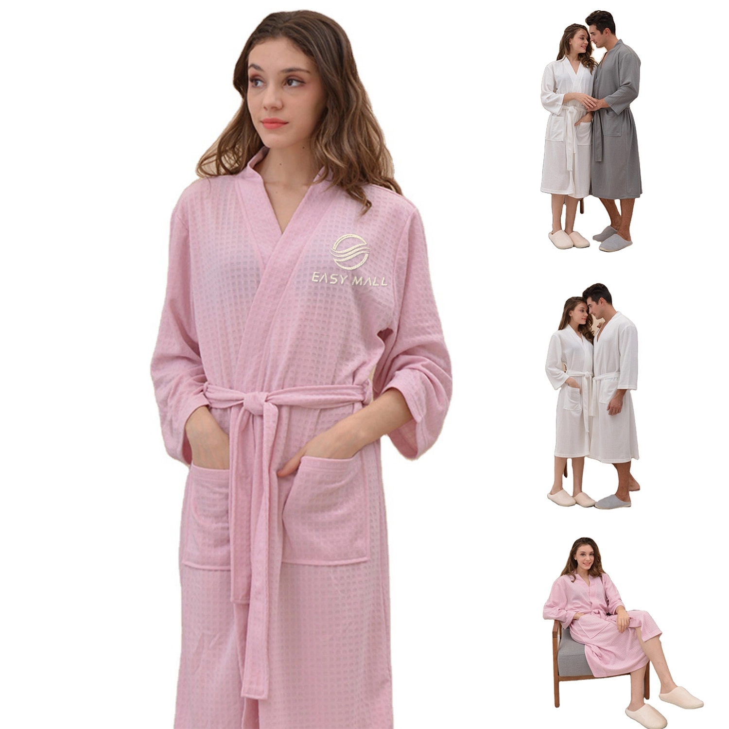 Home Square Pattern Bathrobe 6