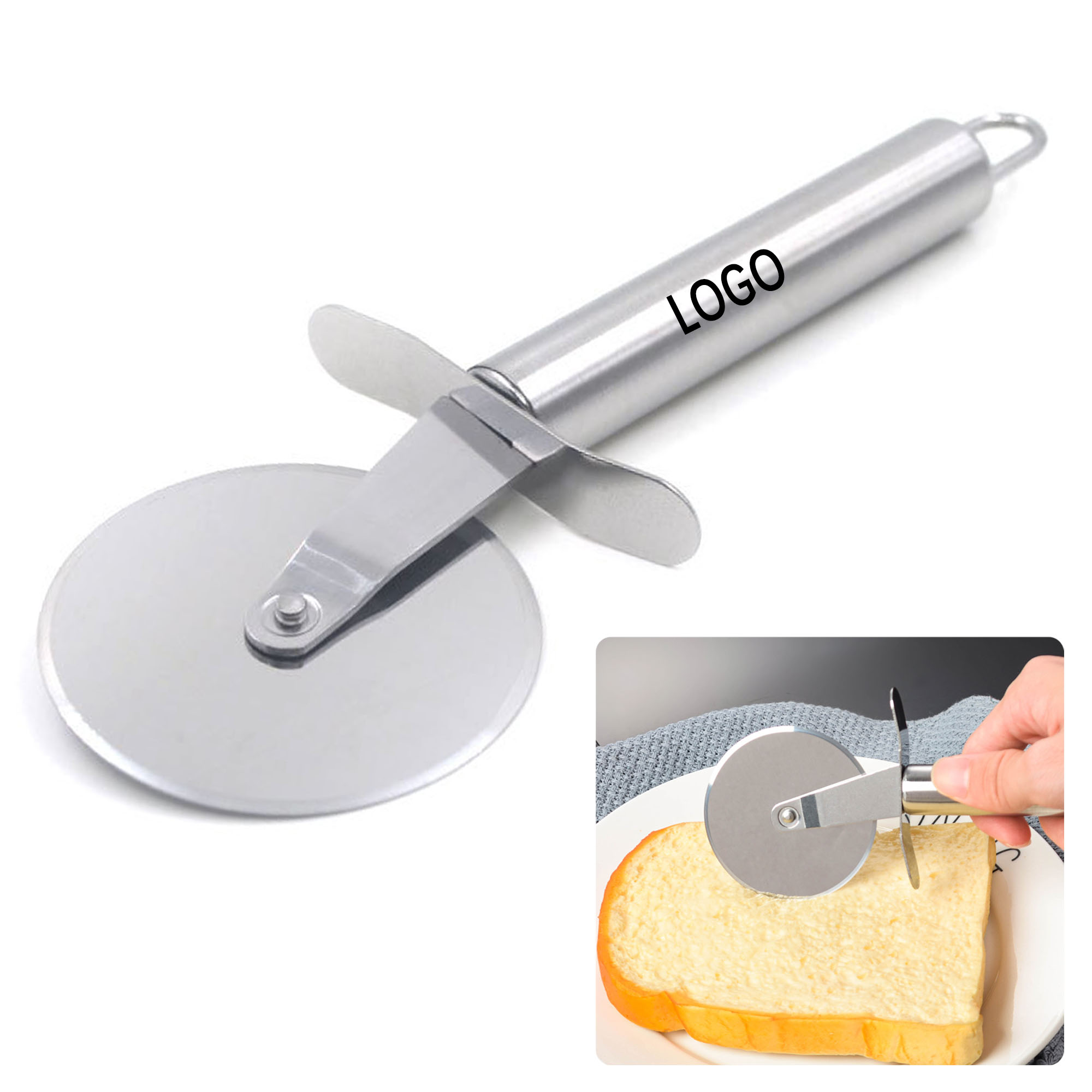 Stainless Steel Pizza Cutter With Finger Guard 2