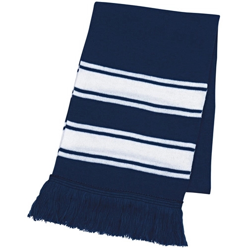 Two Tone Knit Scarf With Fringe 1