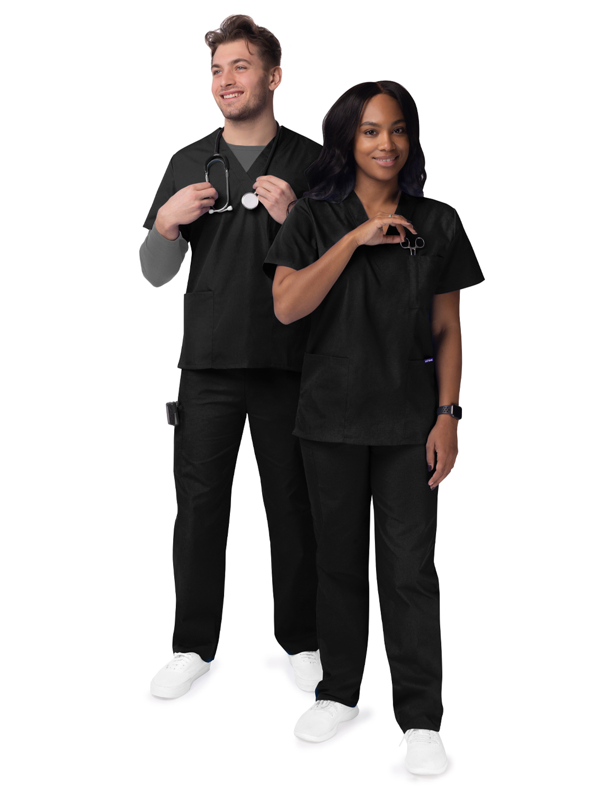 Adar - Sivvan - Unisex V-Neck Top Drawstring Pant Scrub Set 15