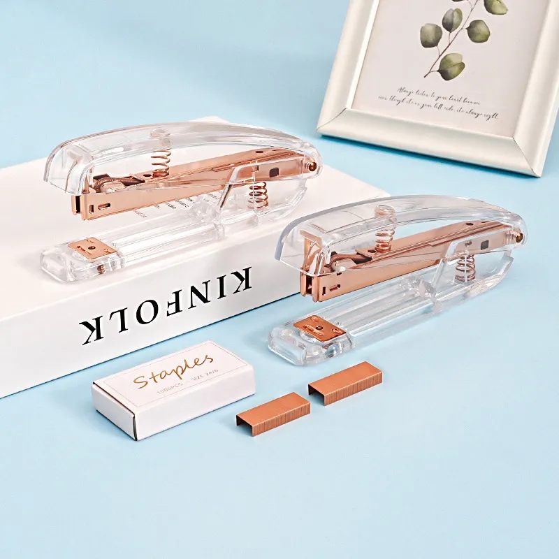 Rose Gold Transparent Desktop Stapler 3
