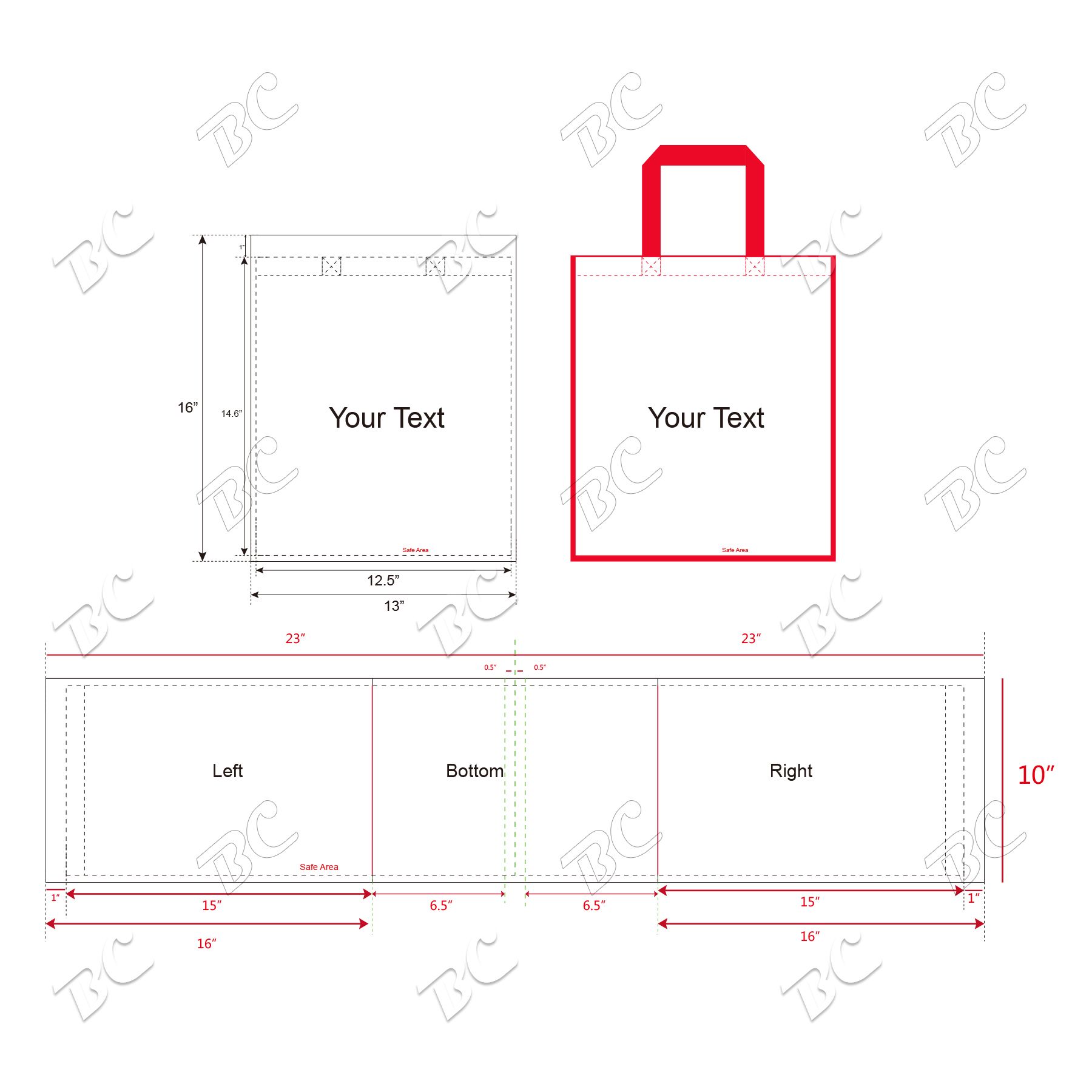Free Shipping 80 gsm PET Non-Woven Color Trim Full-Color Sublimated Tote Bag 9