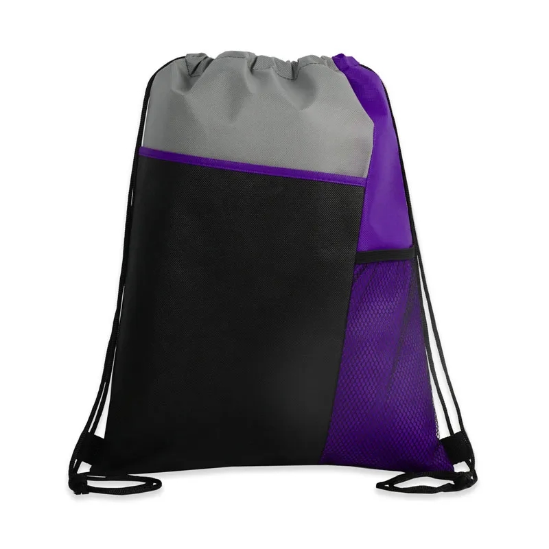 Tri-Colored Mesh Pocket Drawstring Backpack 7