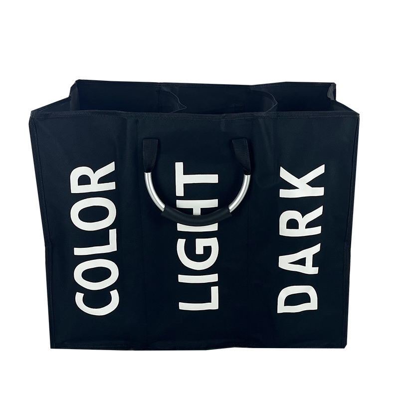 Collapsible Dirty Clothes Basket w/ Three compartments 2