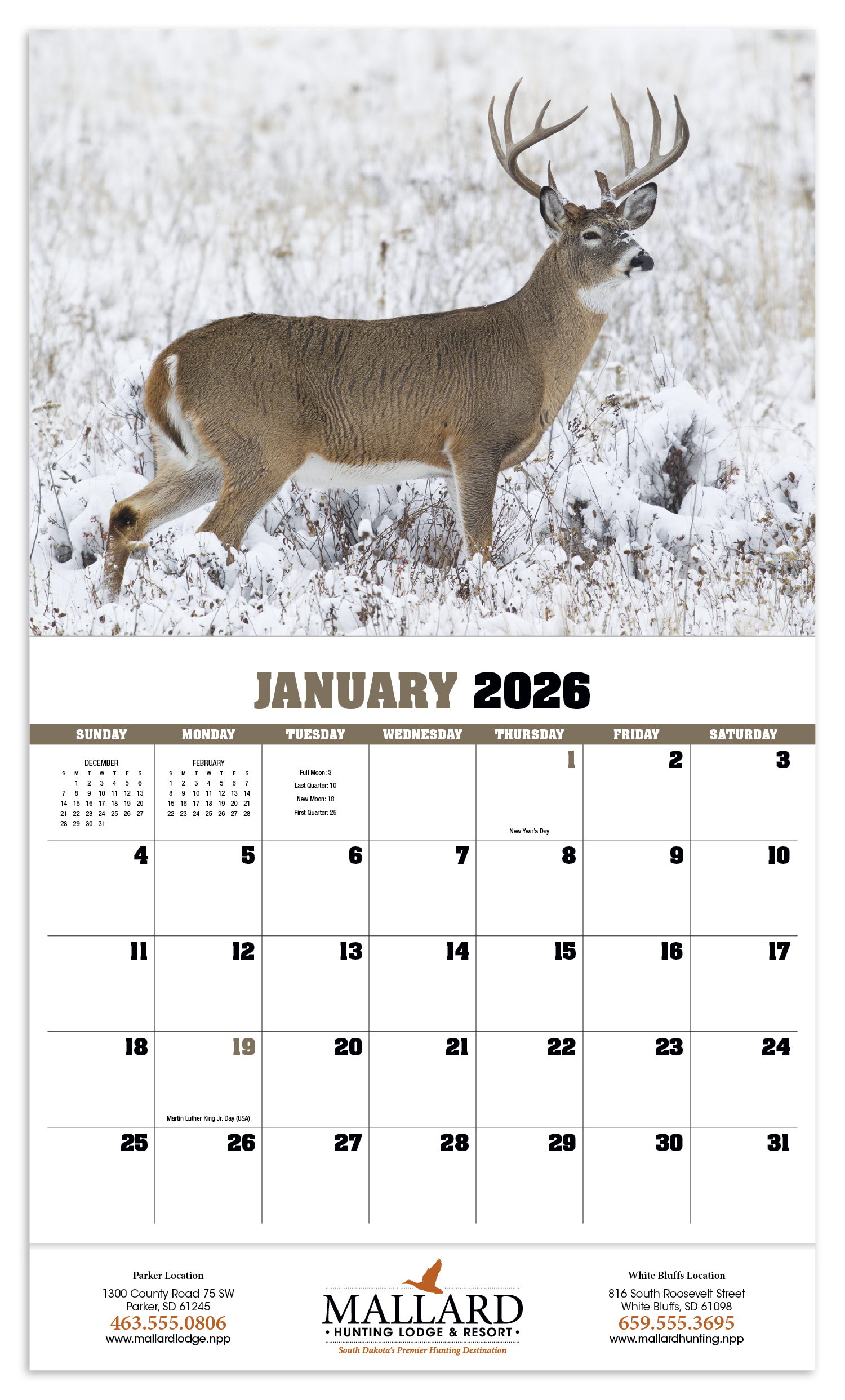 HotLine® Products Trophy Whitetail Deer Appointment Calendar - Stapled 65