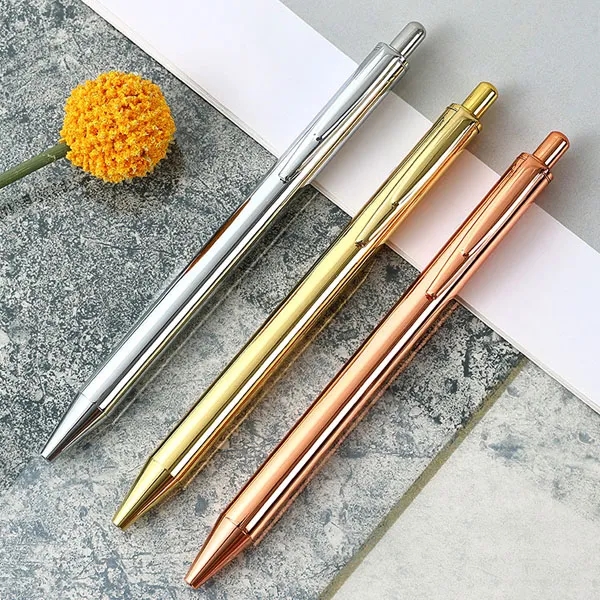 Promotional Gold Glossy Stainless Steel Ballpoint Pen 2