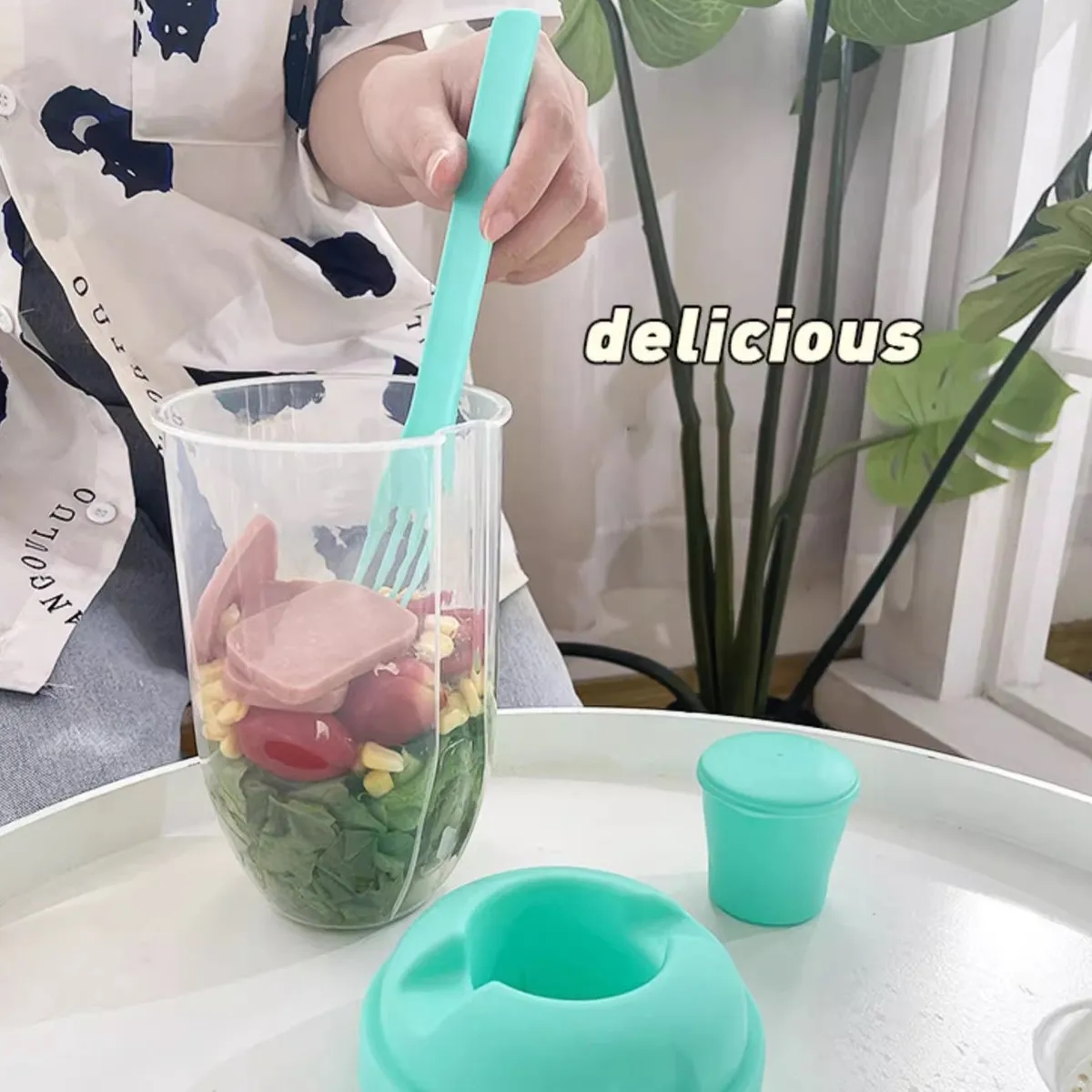 Salad To Go Cup With Fork Food Grade Plastic 7