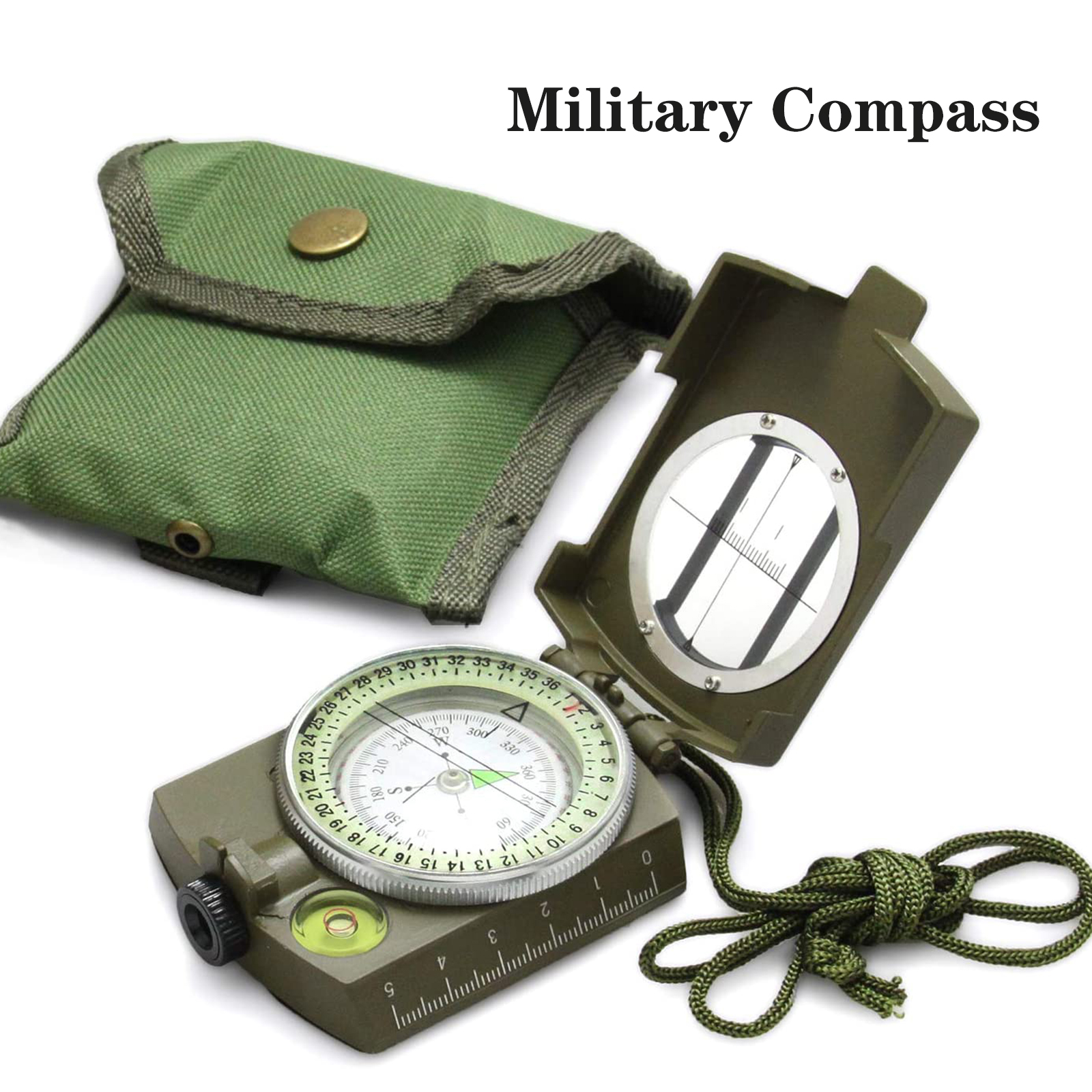 Multifunctional Tactical Survival Military Compass with Lanyard & Pouch