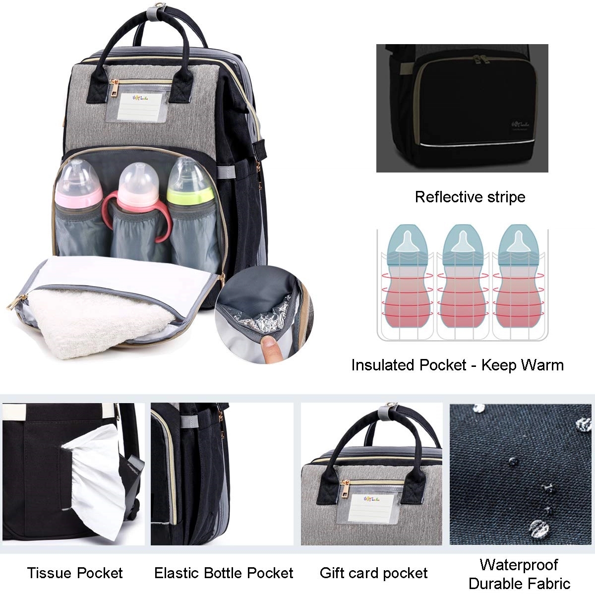3 Insulated Bottle Warmer Diaper Bag With Usb Charge Port 4