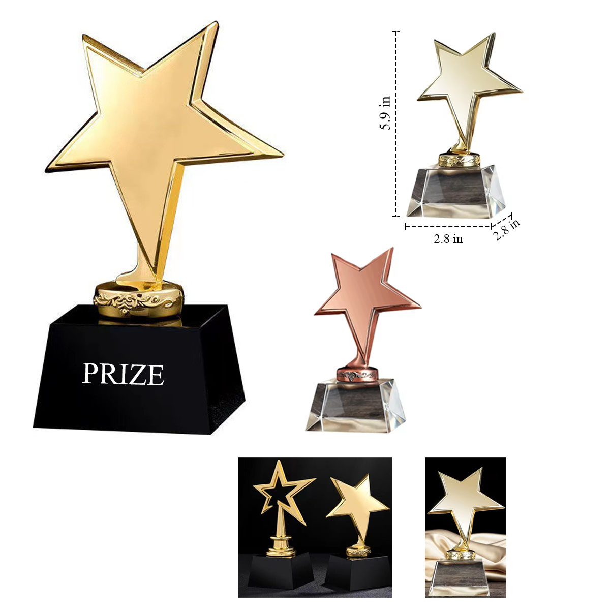 Golden Star with Crystal Pedestal Trophy 4
