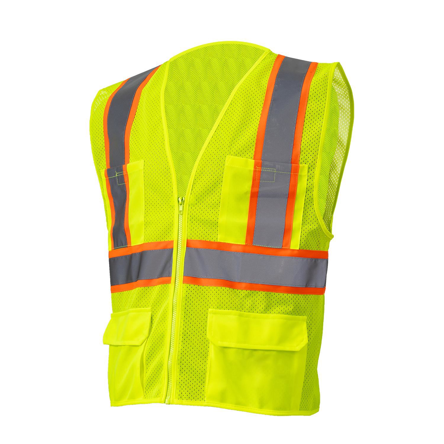 3.8 Oz. Polyester Class 2 Two Tone Reflective Tape Safety Vest With 4 Pockets 4