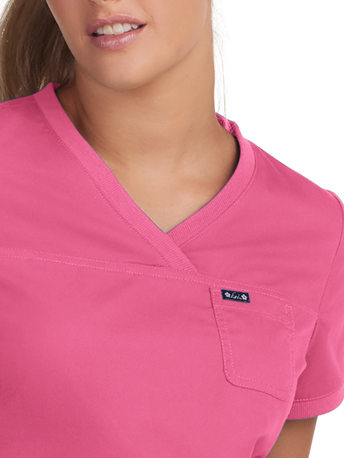 koi - Classics - Women's Three-Pocket Soft Rib Trim V-Neck Nicole Top 3