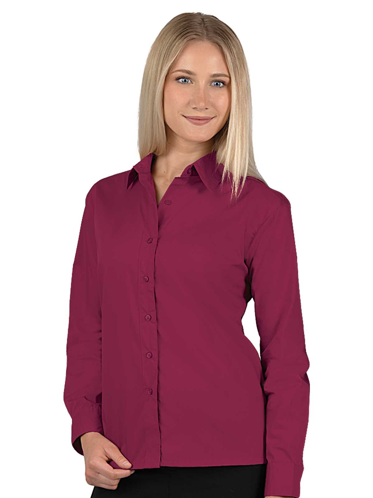 Blue Generation - Women's Pocketless Long Sleeve Poplin Shirt 17