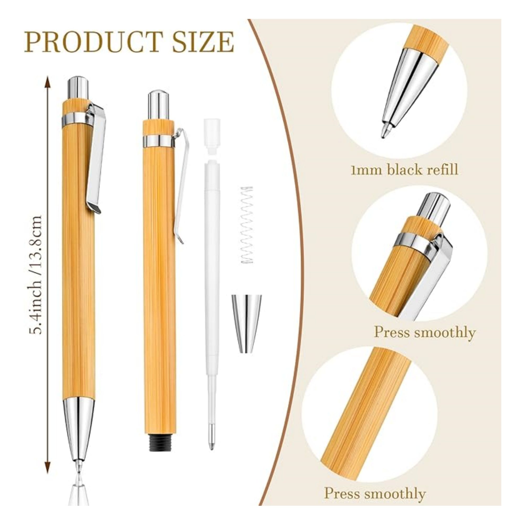 Bamboo Retractable Ballpoint Pen 4