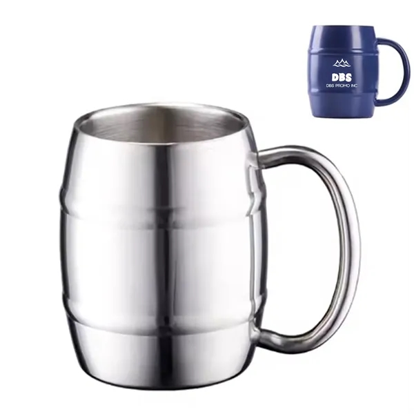 Sturdy 14oz Double Wall Stainless Steel Beer Mug