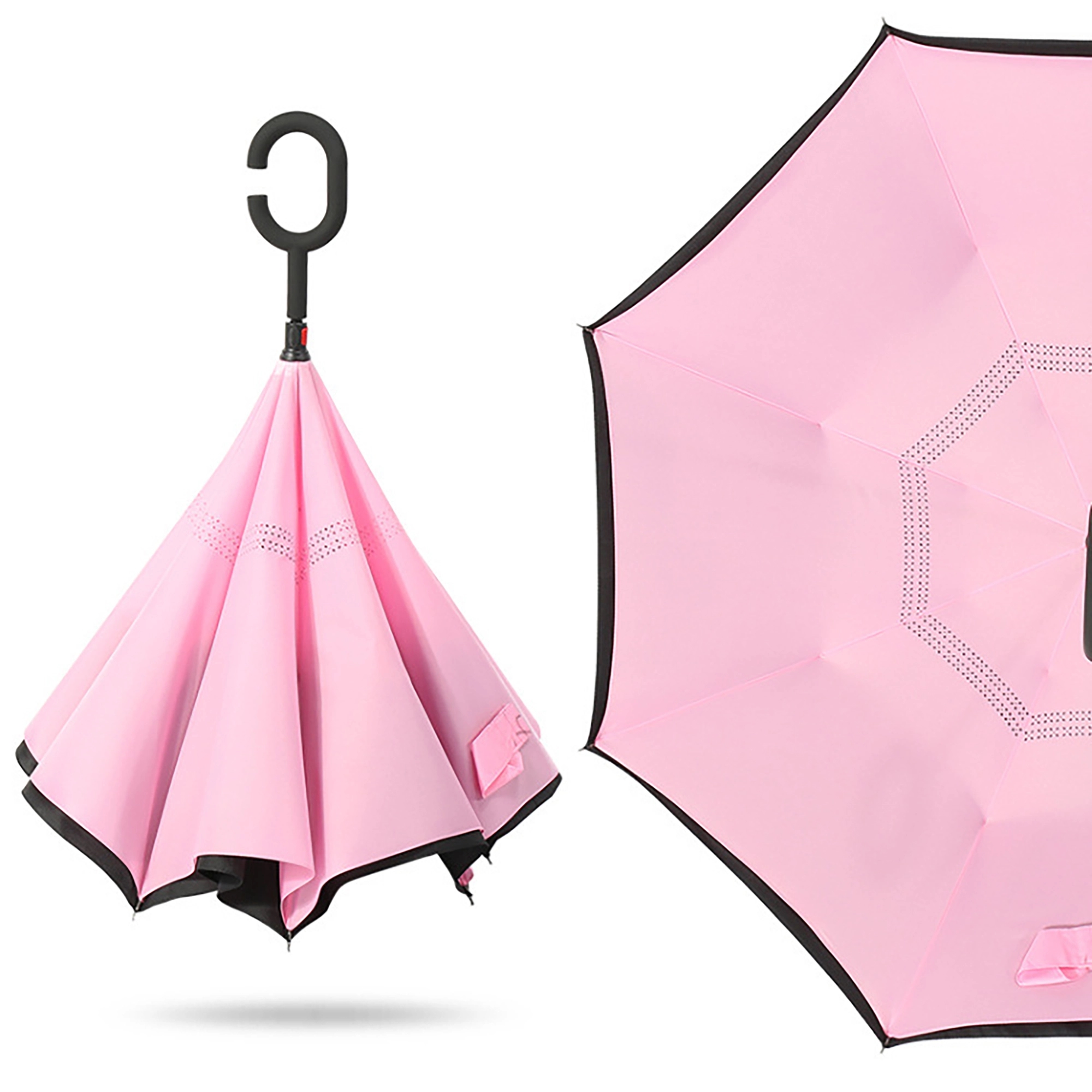 MOQ 50pcs Pure Color Windproof UVInverted Reverse Umbrella 6