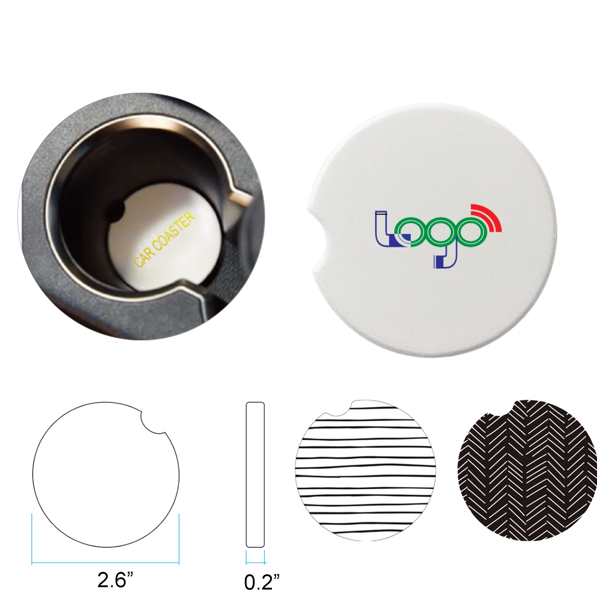 Full Color Printed Absorbent Car Cup Holder Coaster 2
