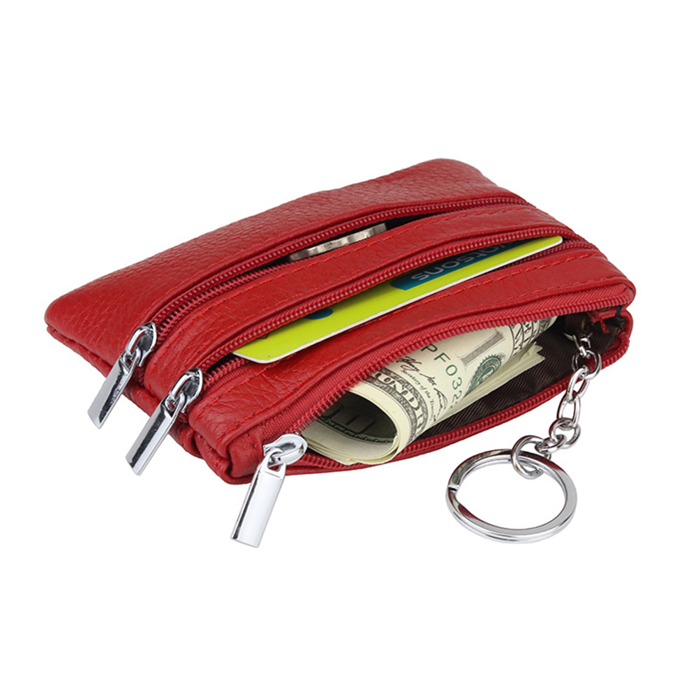 cowhide card money coin purses With Zipper Pocket 6