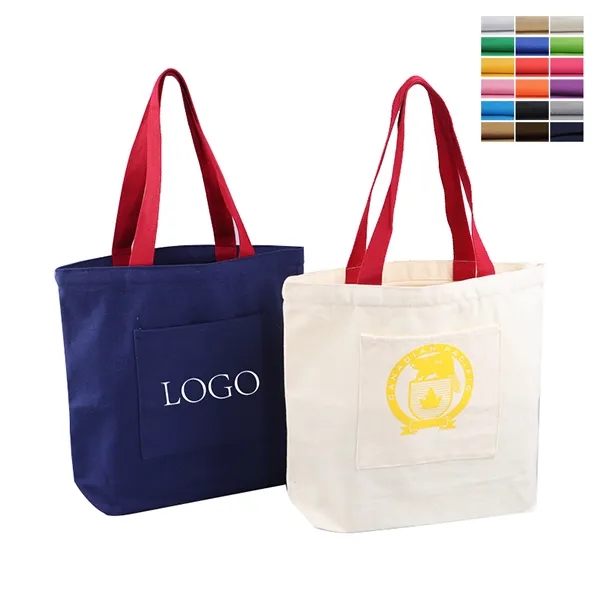 10oz canvas cotton zipper tote with front pocket 2