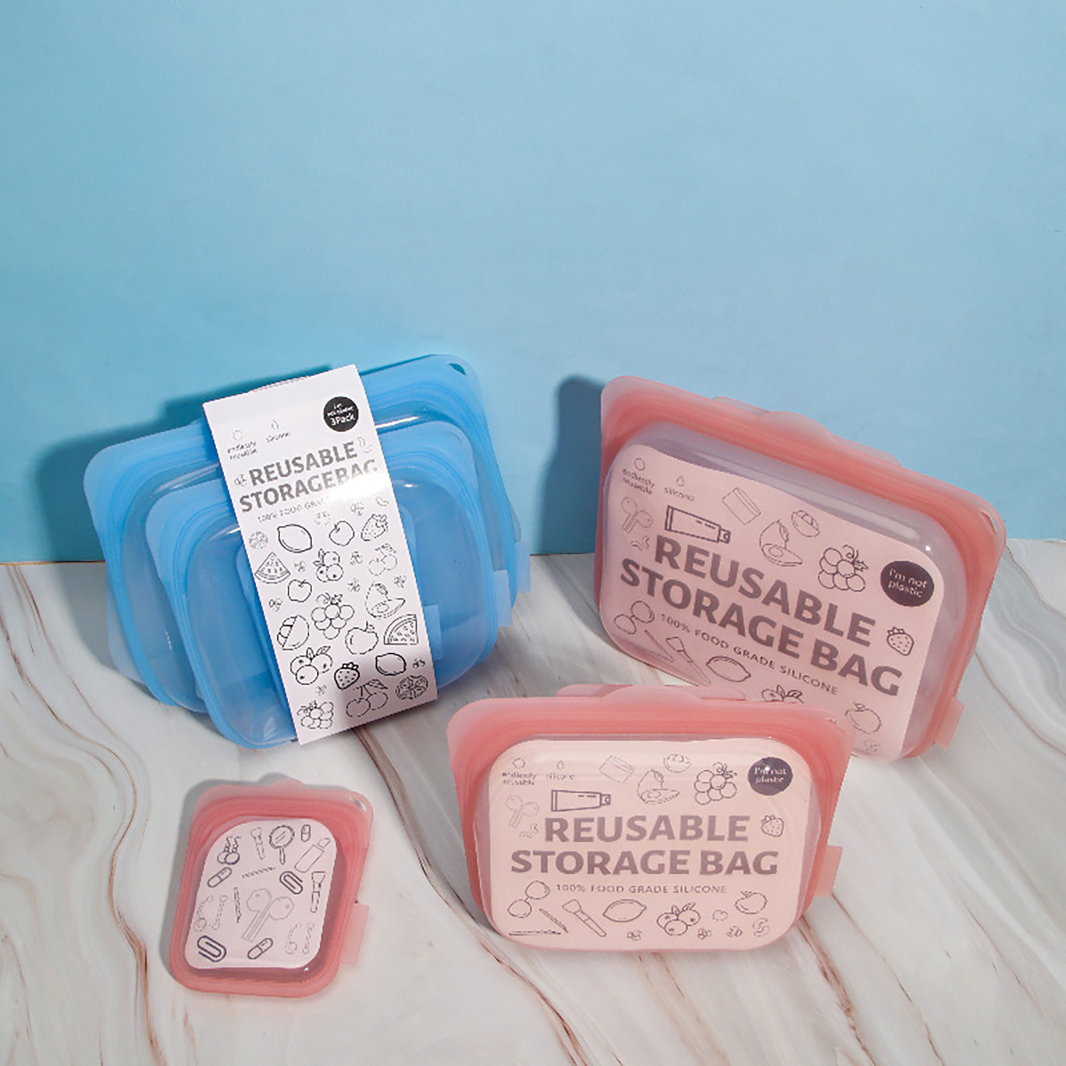 Stand-Up Food Grade Reusable Silicone Storage Bag 2