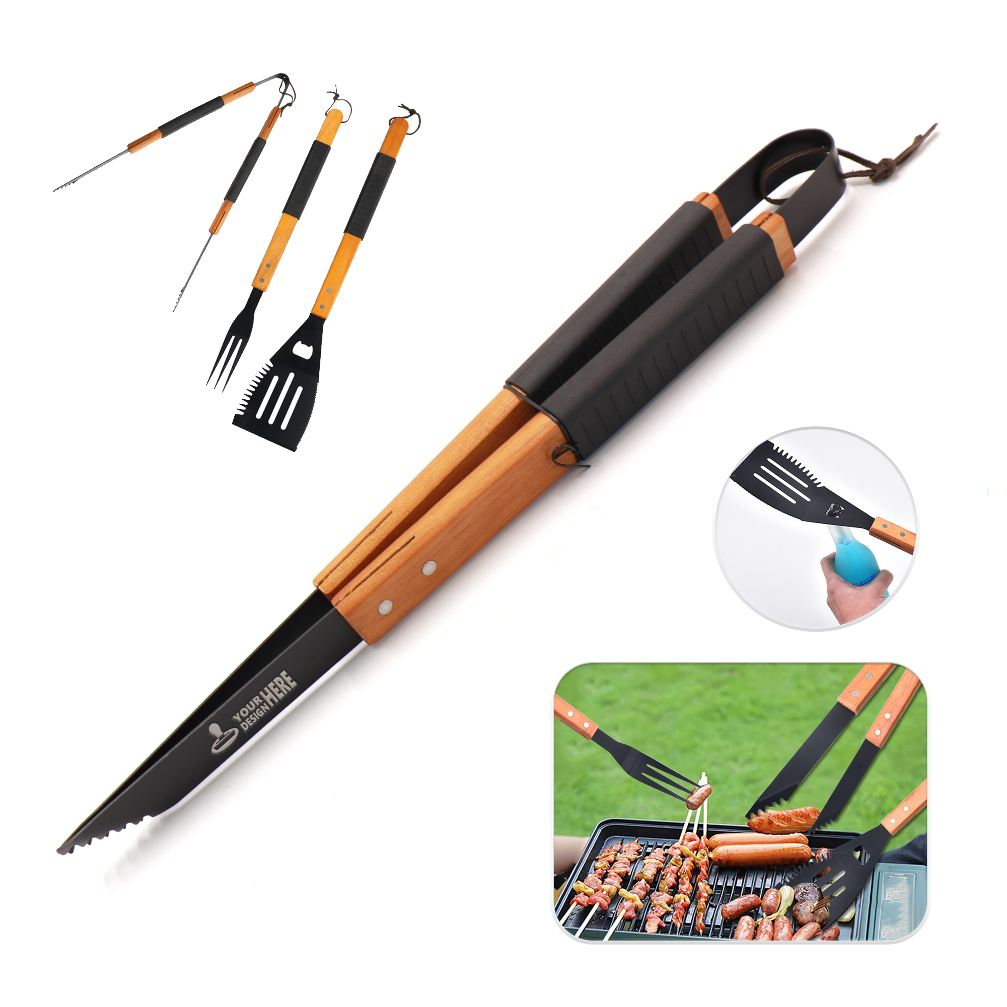 MOQ20 3-Piece BBQ Grill Tools Set Accessories Kit 1