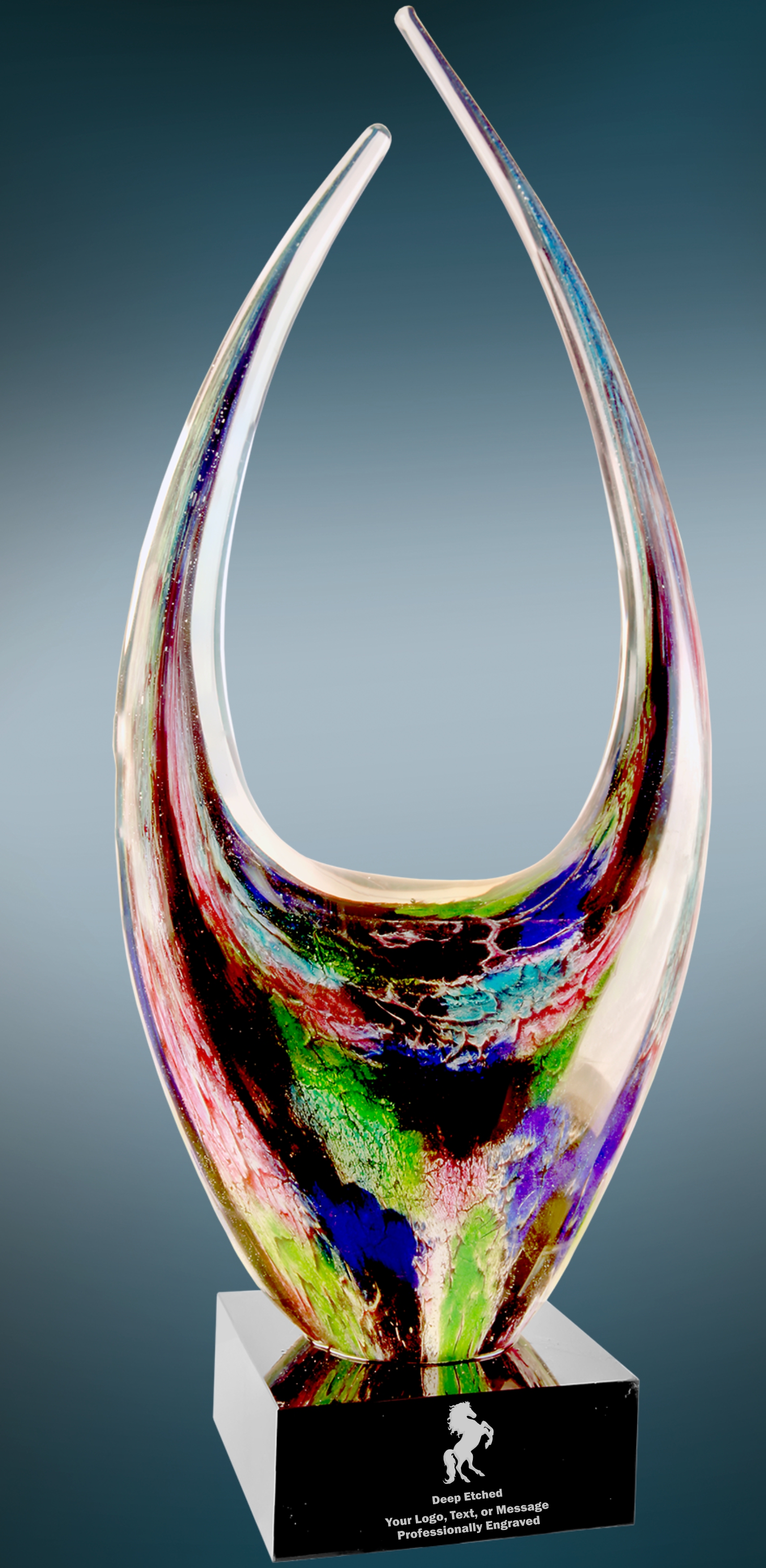 16 3/4" Dual Rising Art Glass Award
