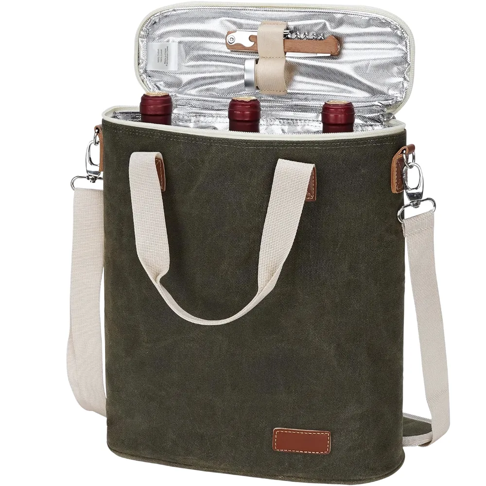 3-Bottle Insulated Wine Tote Carrier 7