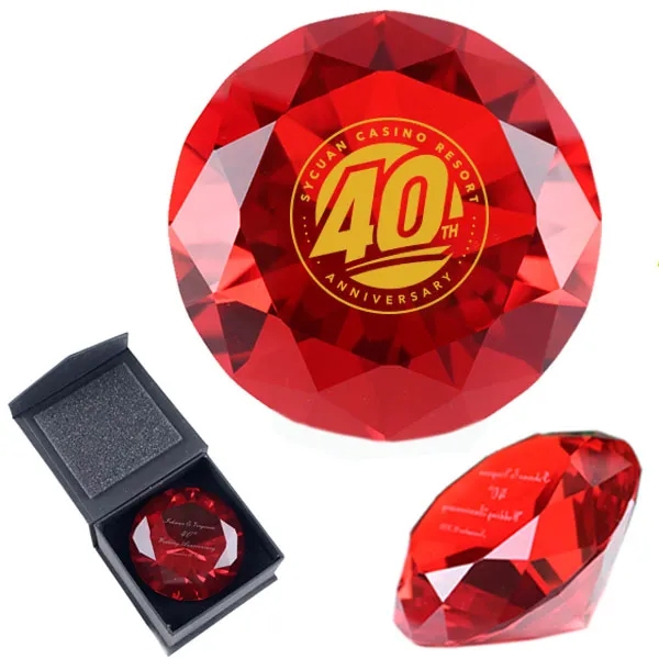 Ruby Crystal Diamond Paperweight 2